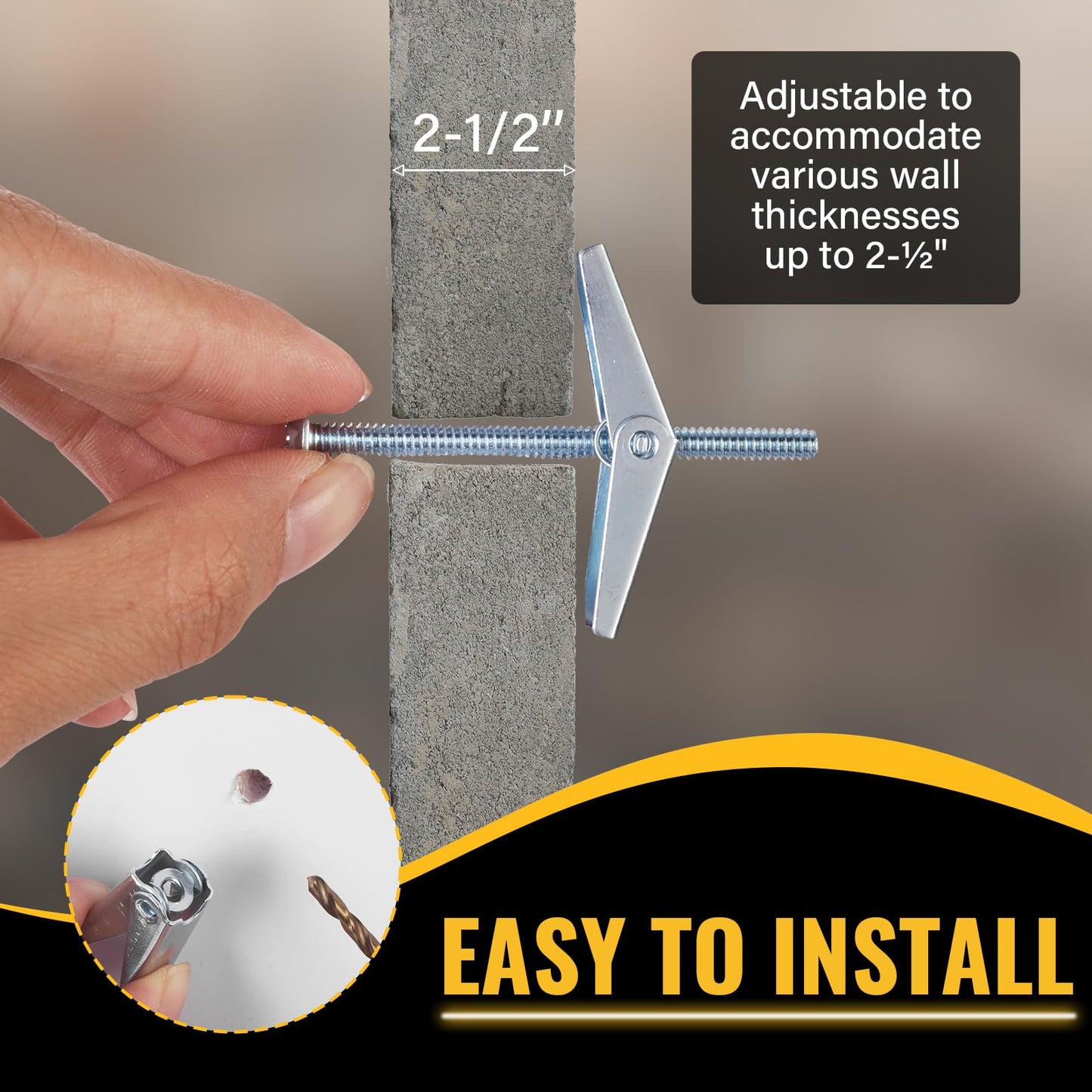 28PCS Toggle Bolts, Wing Nuts, Heavy Duty Hollow Wall Anchors for Drywall Ceiling, 3 Sizes Butterfly Anchors (1/4" 3/16" 1/8") for Hang Shelves, Heavy Fixtures, Metal Drywall Anchor and Screws Kit