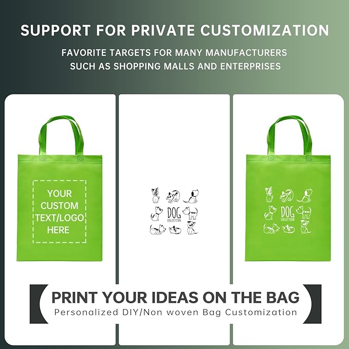 Custom Tote Bags Set of 50, Bulk Pack Grocery Shopping Travel Business Activities advertisement Reusable Bag