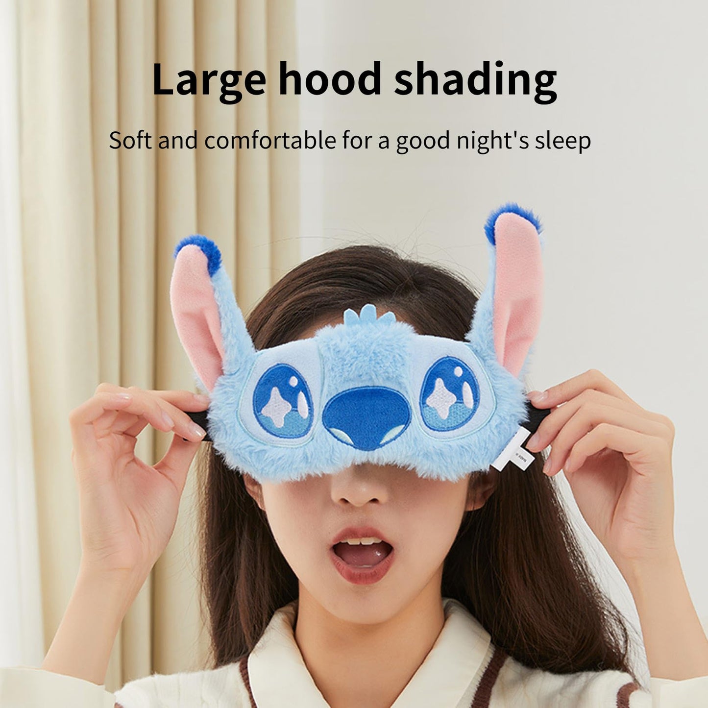 Cute Eye Masks for Sleep Cartoon Plush Blindfold Soft Funny Travel Eye Cover for Women Girls (Blue)