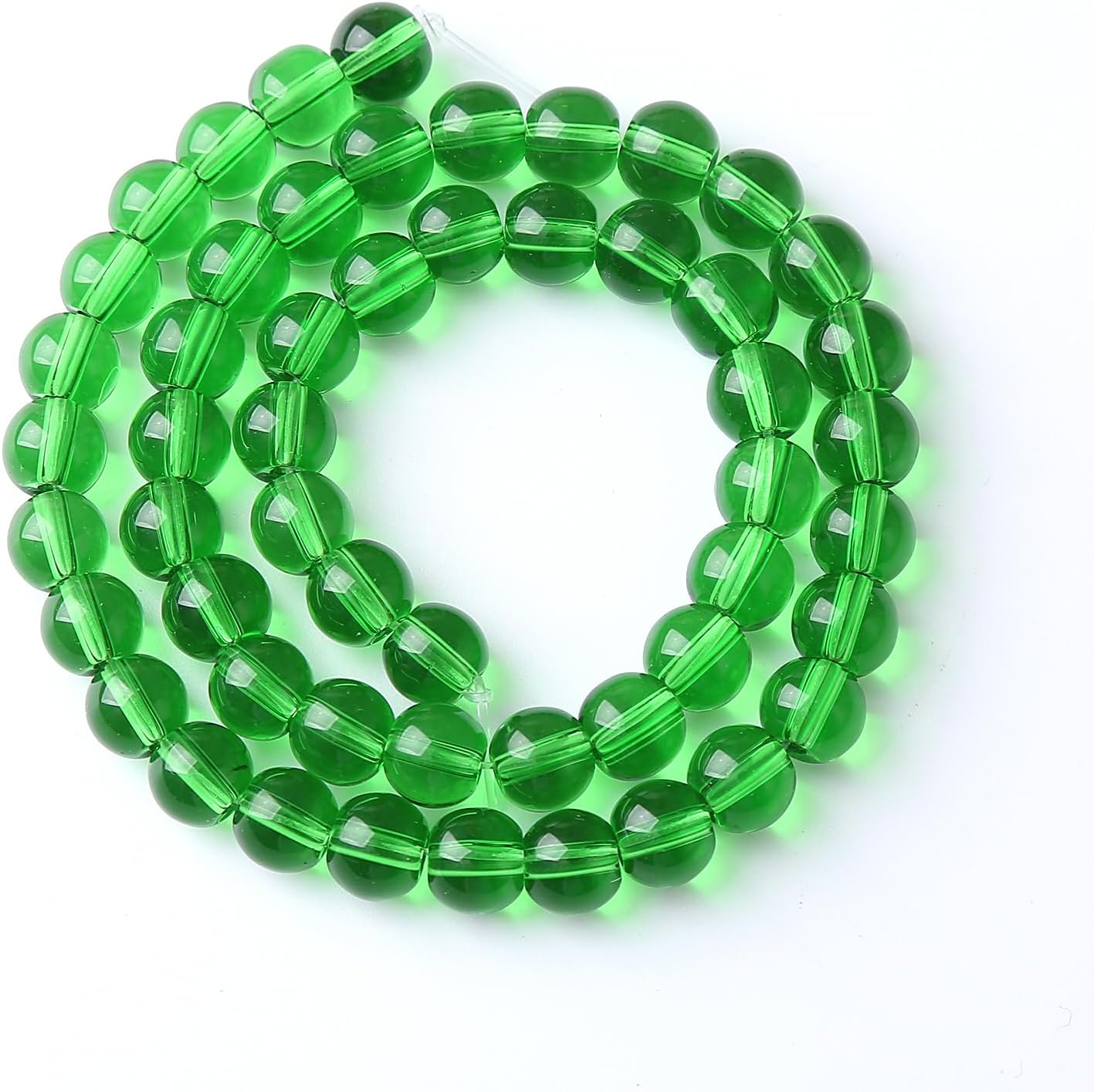 38pcs 10mm Smooth Green Crystal Glass Quartz Beads Round Loose Beads for Jewelry Making DIY Bracelet Necklace 15" Energy Healing Power Stone Beads (10mm, Green Crystal Glass)