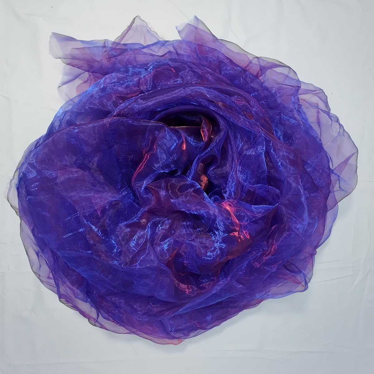 Two-Tone Iridescent Holographic Organza Fabric - 5.5 Yards | Lightweight Sheer Gauze Voile Tulle | for Dresses, Party Decor, DIY Crafts, Shiny Backdrops(Sapphire red)