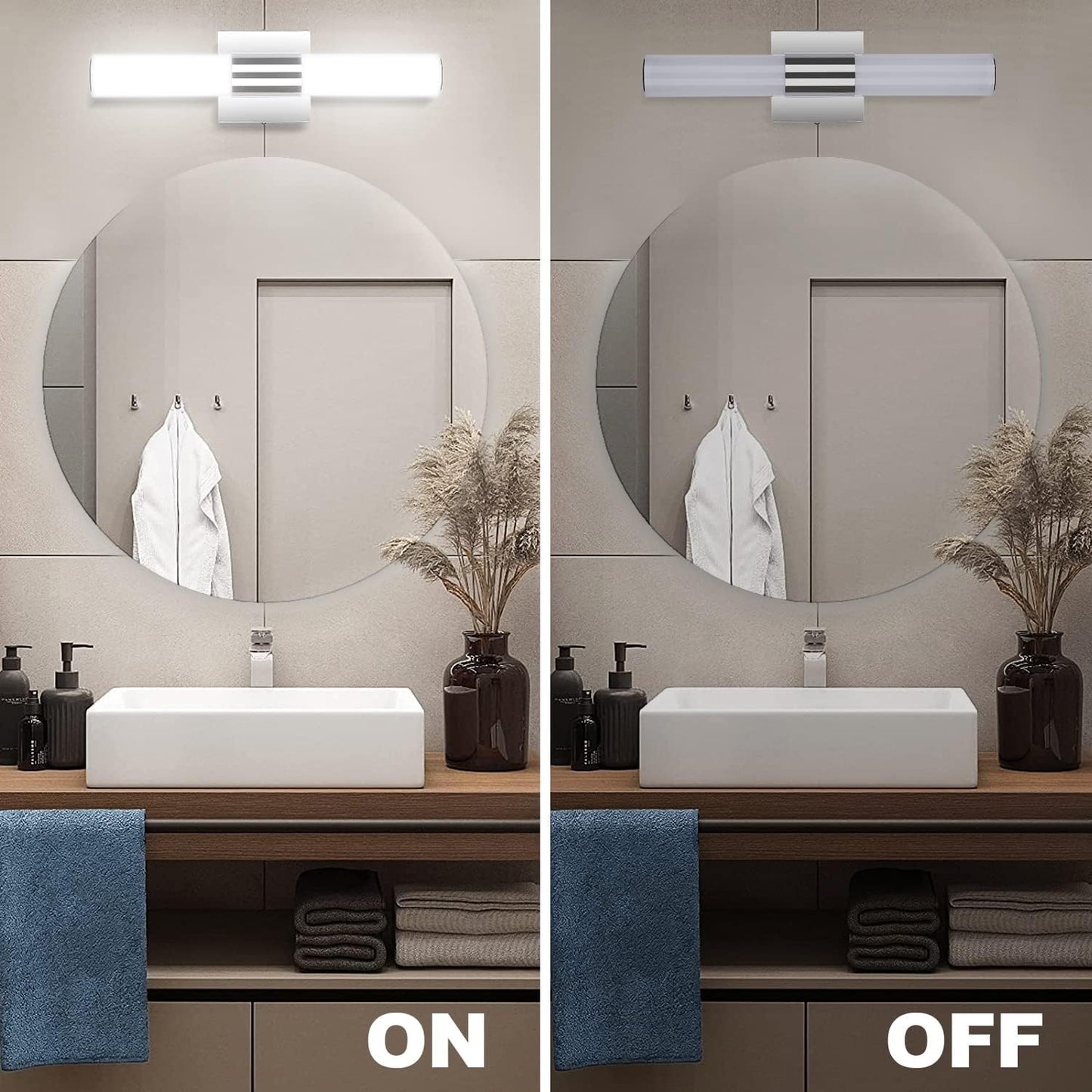 Trlife Modern Dimmable Bathroom Vanity Light, 8W, 15.7Inch, Stainless Steel, 3 Color Temperature, Model Vanity-3Co-40L