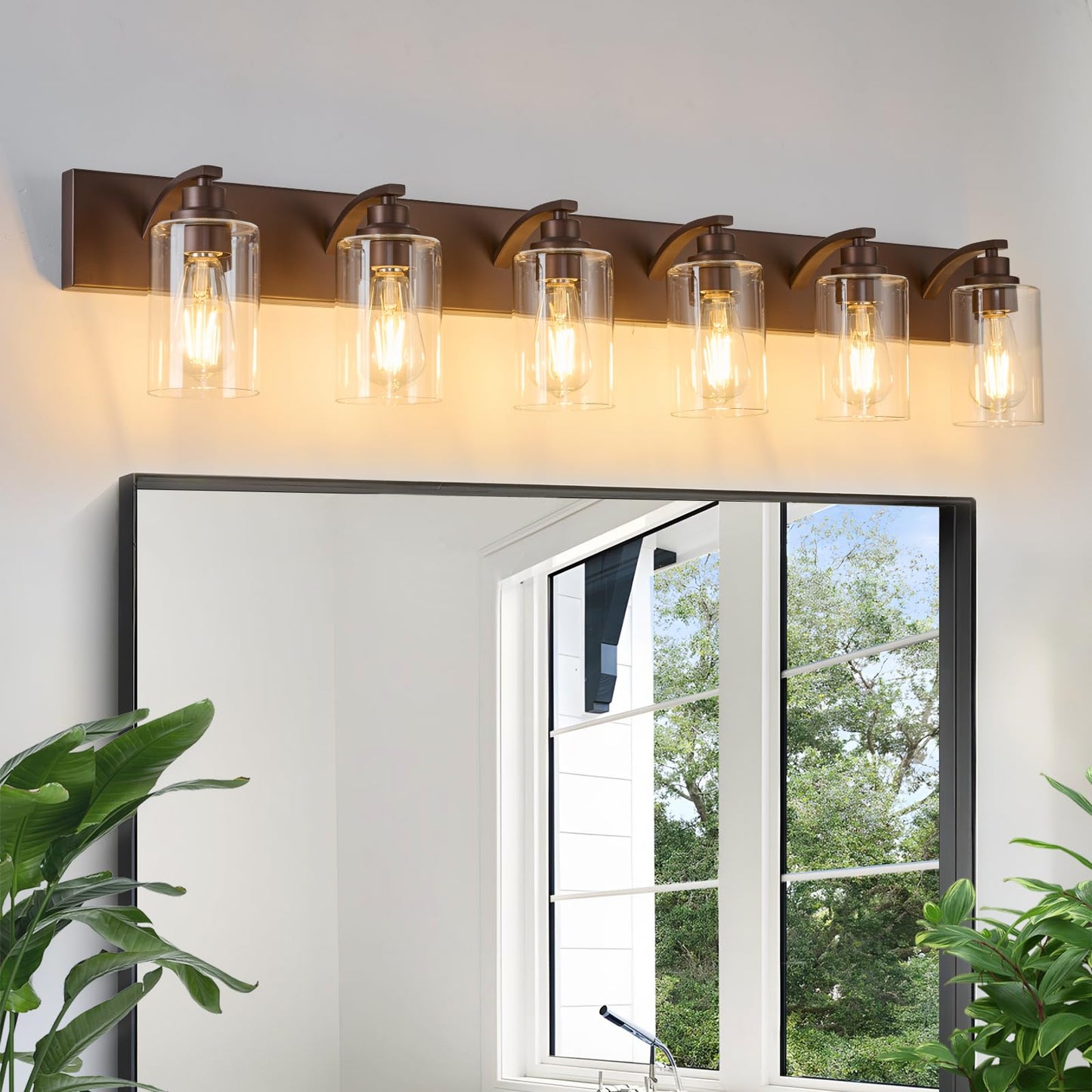 Alaislyc 6-Light Bathroom Light Fixtures Modern Orb Vanity Lights For Bathroom Lighting Fixtures Over Mirror With Clear Glass Shade For Cabinet Mirror Bedroom Hallway