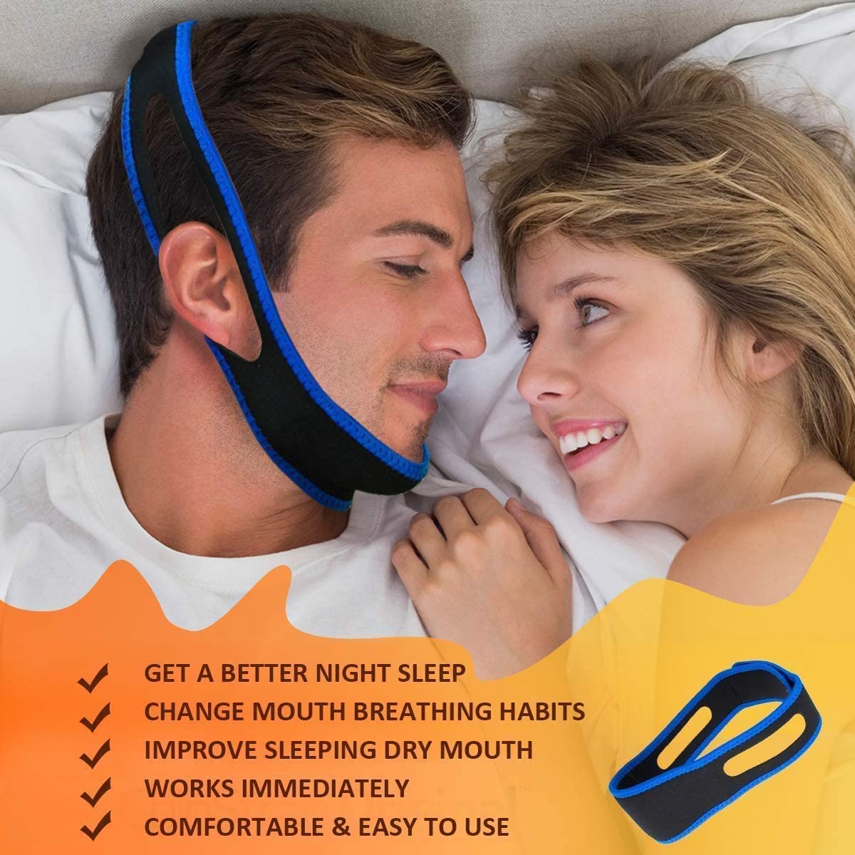 2025 Model Anti Snoring Chin Strap, Stop Snoring Chin Straps for CPAP Users, Jaw Strap for Sleeping,Chin Straps to Keep Mouth Closed for Sleeping Better, Cpap Chin Strap for Sleep for Men- Women