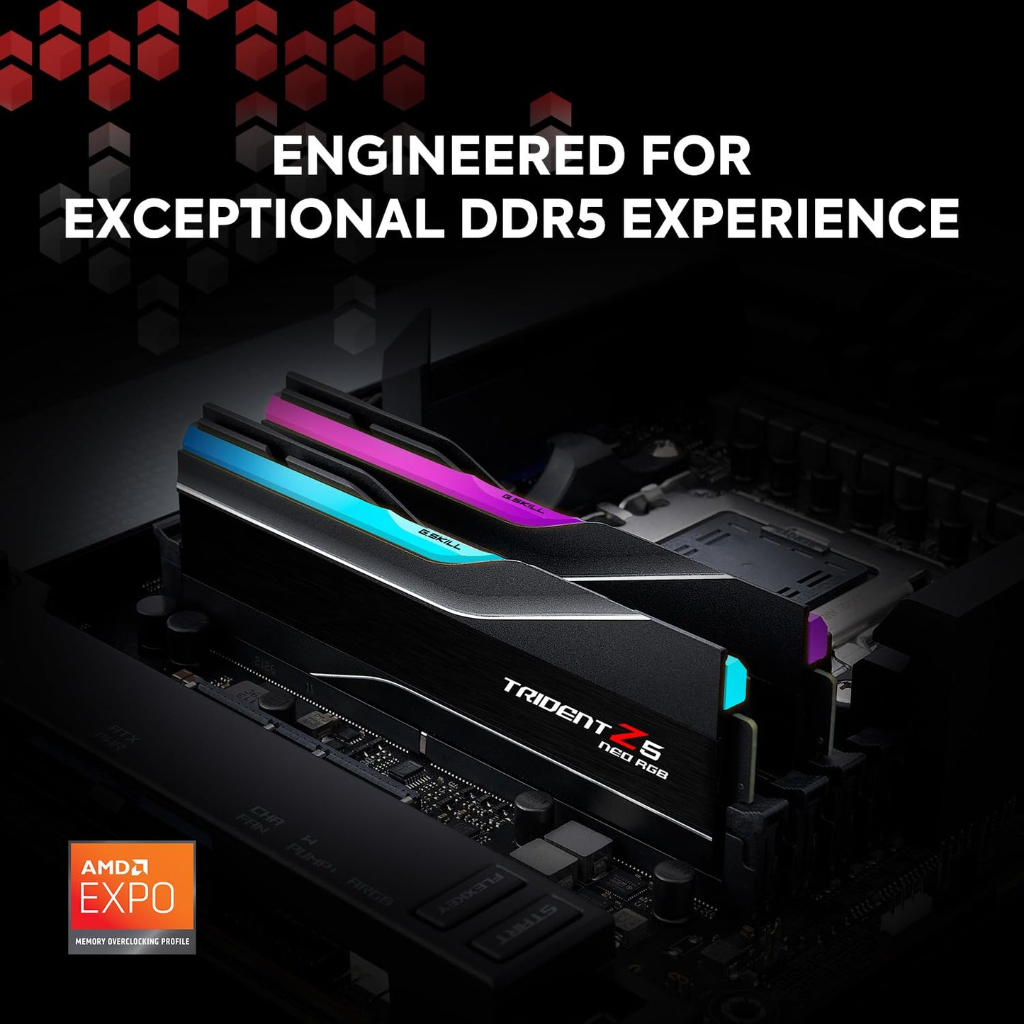 G.SKILL Trident Z5 Neo RGB DDR5 RAM 64GB (2x32GB) 6000MT/s CL26 Matte Black F5-6000J2636H32GX
