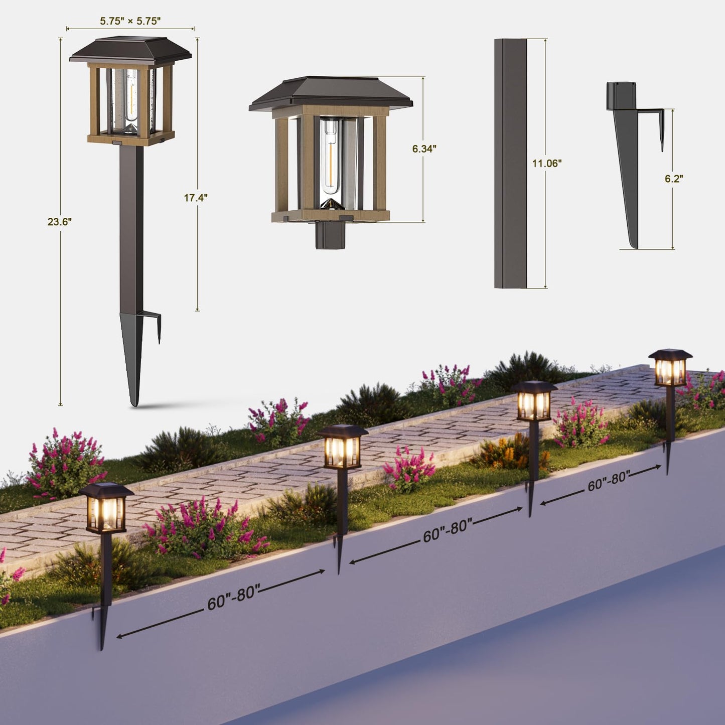 Xmcosy+ Solar Pathway Lights Outdoor Waterproof Ip65 - Dual-Tone 25 Lm Led Solar Garden Lights For Yard  Glass Outdoor Lighting For Garden Patio Yard Landscape Walkway Driveway Lawn Decor (Warm White)