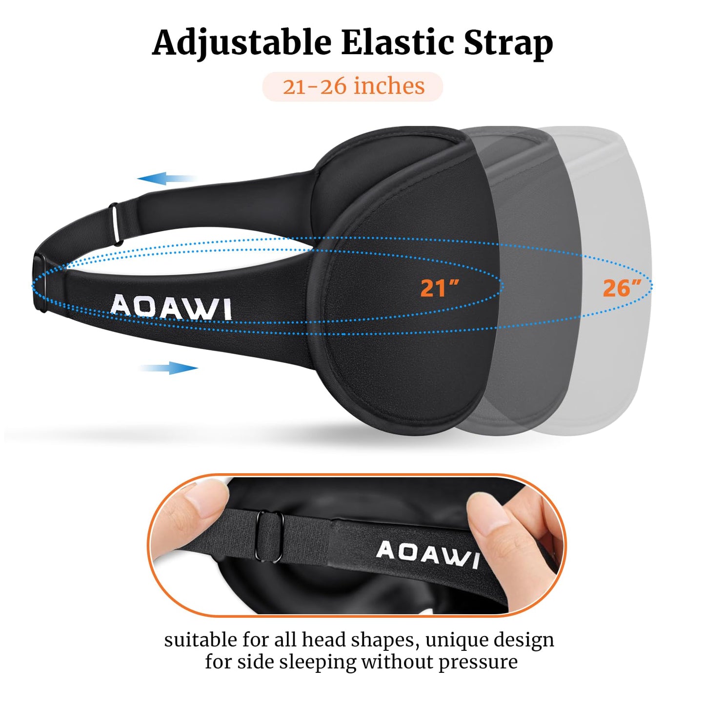 AOAWI Sleep Eye Mask 3D Contoured cup Soft and Gentle, Breathable, Comfortable for side sleeping, Travellers, Yoga, Men, Women, Adjustable, with silicone Ear Plugs for Sleeping Noise Reductions