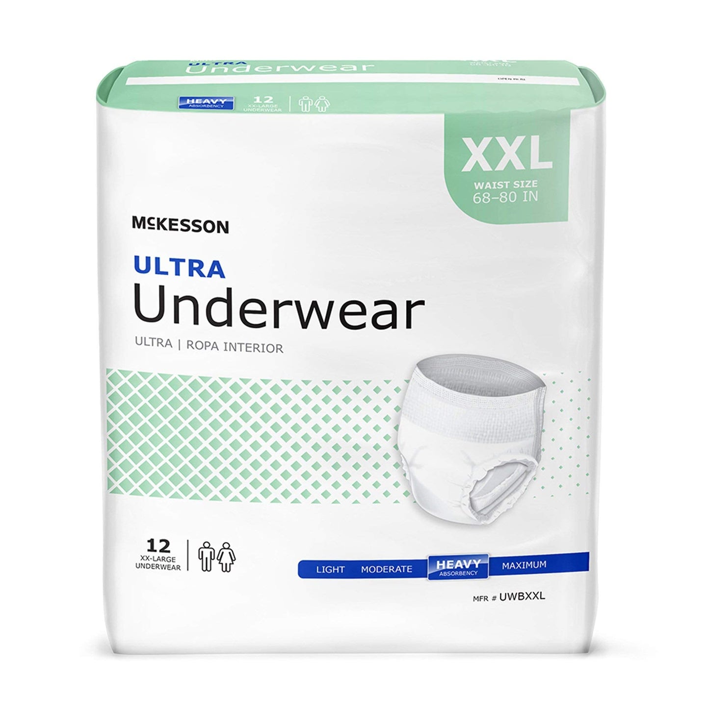 McKesson Ultra Adult Incontinence Underwear, [12 Count], Heavy Absorbency, XXL, 68-80 in. Unisex Bladder Leak Protection, Pull-On Style with Tear-Away Sides, Postpartum and Incontinence Support