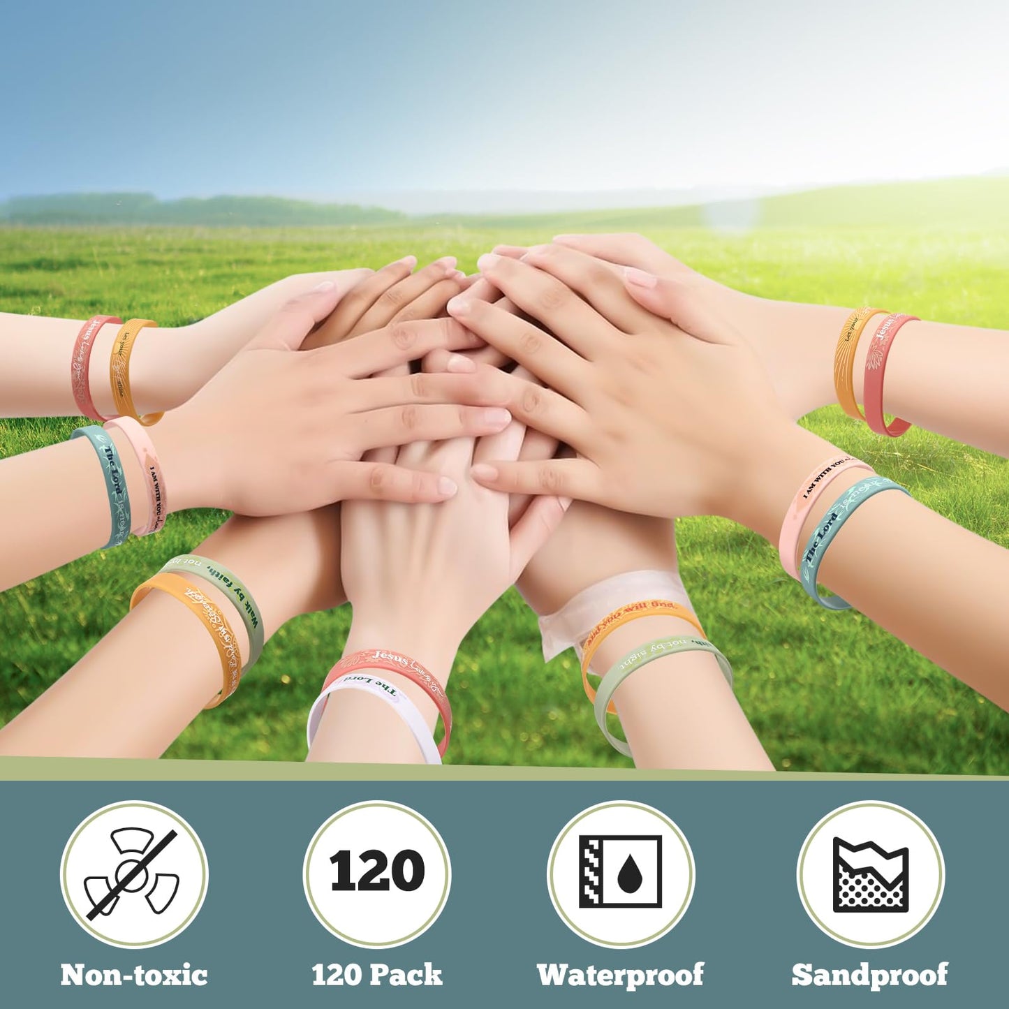 Bucherry 120 Pcs Christian Bracelets Rubber Bible Verse Bracelets Christian Silicone Jesus Religious Wristbands Bulk for Men Wom