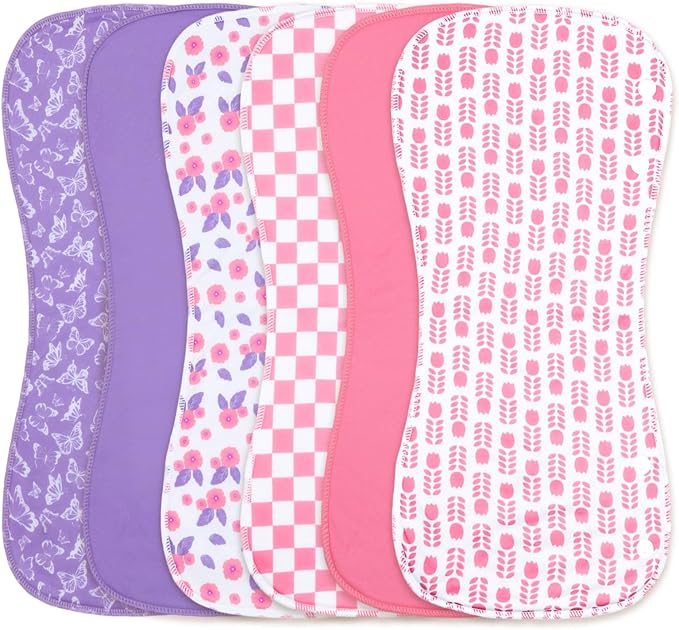 Baby Burp Cloths &Baby B.ibs 2-in-1 Design 3 Layers Thicken Cotton Absorbent and Soft Spit Up Burping Rags Set for Newborn (Multicolor-02)