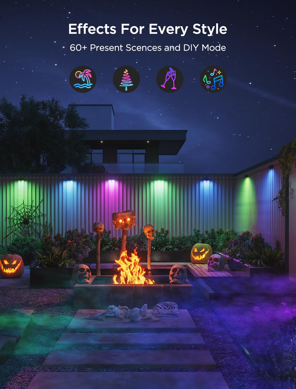 Govee Outdoor Deck Lights, RGBIC Outdoor Lights with 4000K White Light, IP65 Smart Fence Lights with App Control, Voice Control, LED Path Light for Outdoor Decor,Wired 6 Packs (32.8ft)
