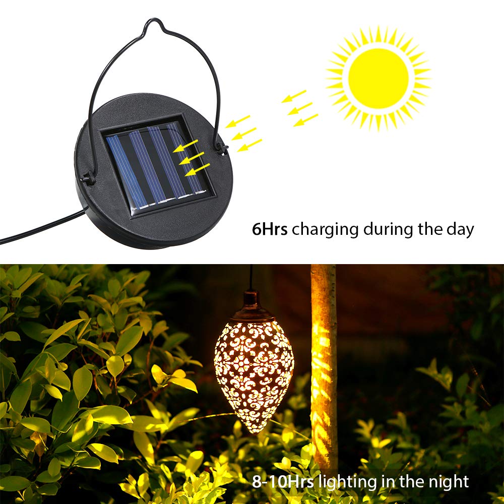 Tomshine Solar Lantern Lights - Waterproof Metal Garden Decor, 1Pack, Bronze, Model Gmm0032