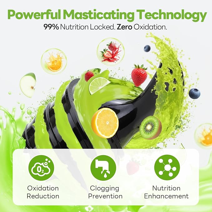 Cold Press Juicer - 5.5" Mega Mouth Feed Chute with Self Feeding Hands-Free Design - Juicer Machines for Vegetables and Fruits - Juice Extractor Machine High Juice Yield - Easy to Clean