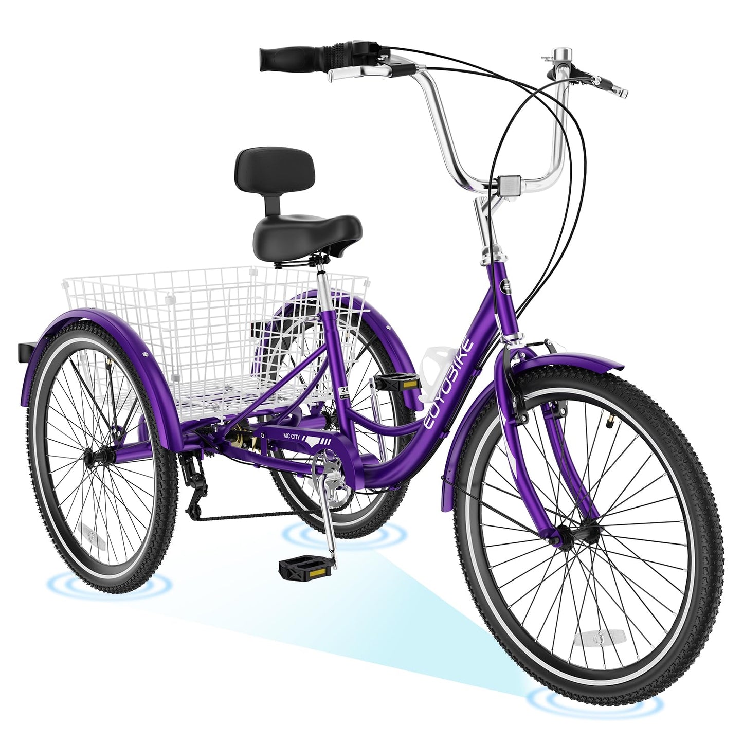 ABORON Adults Tricycle, 3 Wheels Bike for Adult, Tricycle for Adults, Double-Wall Wheel Rims, Tricycle for Women Men Exercise Outdoor Sports