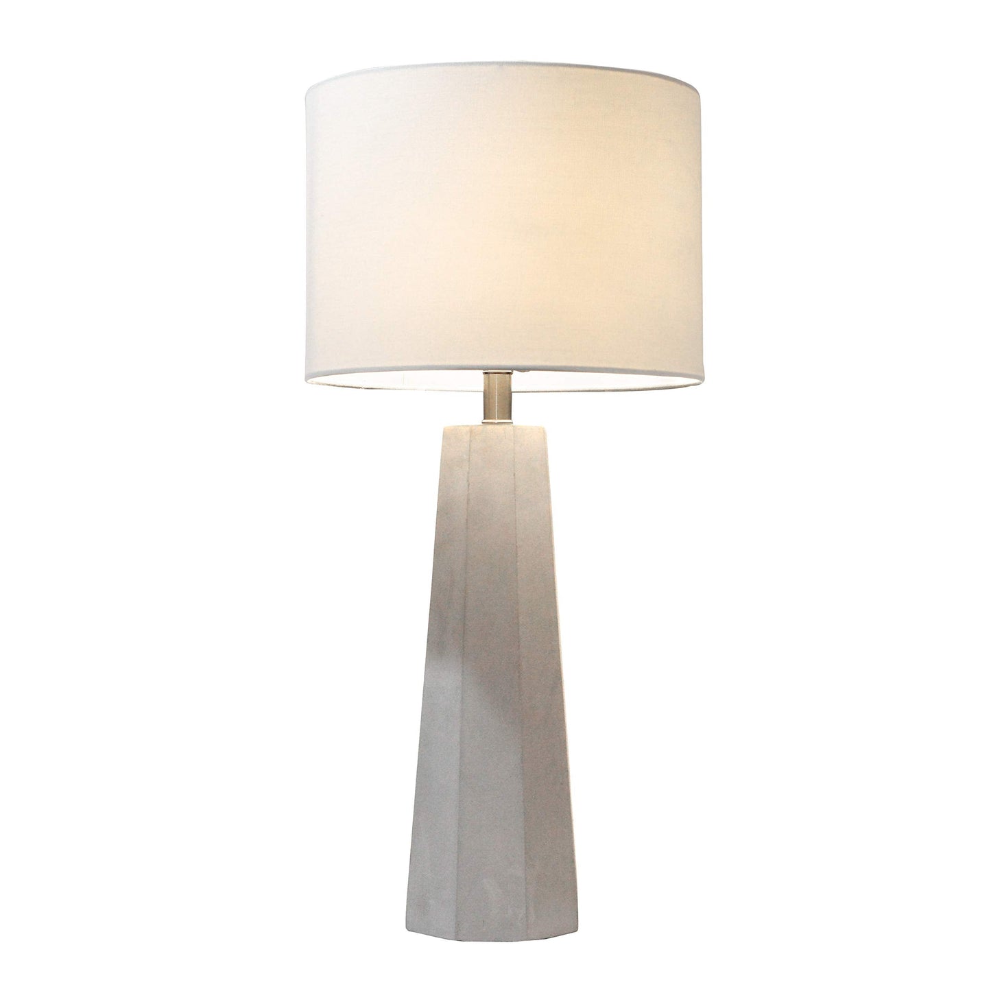Elegant Designs Concrete Table Lamp, Fabric Shade, 14inL x 14inW x 30.5inH, White, Model LT3324-WHT