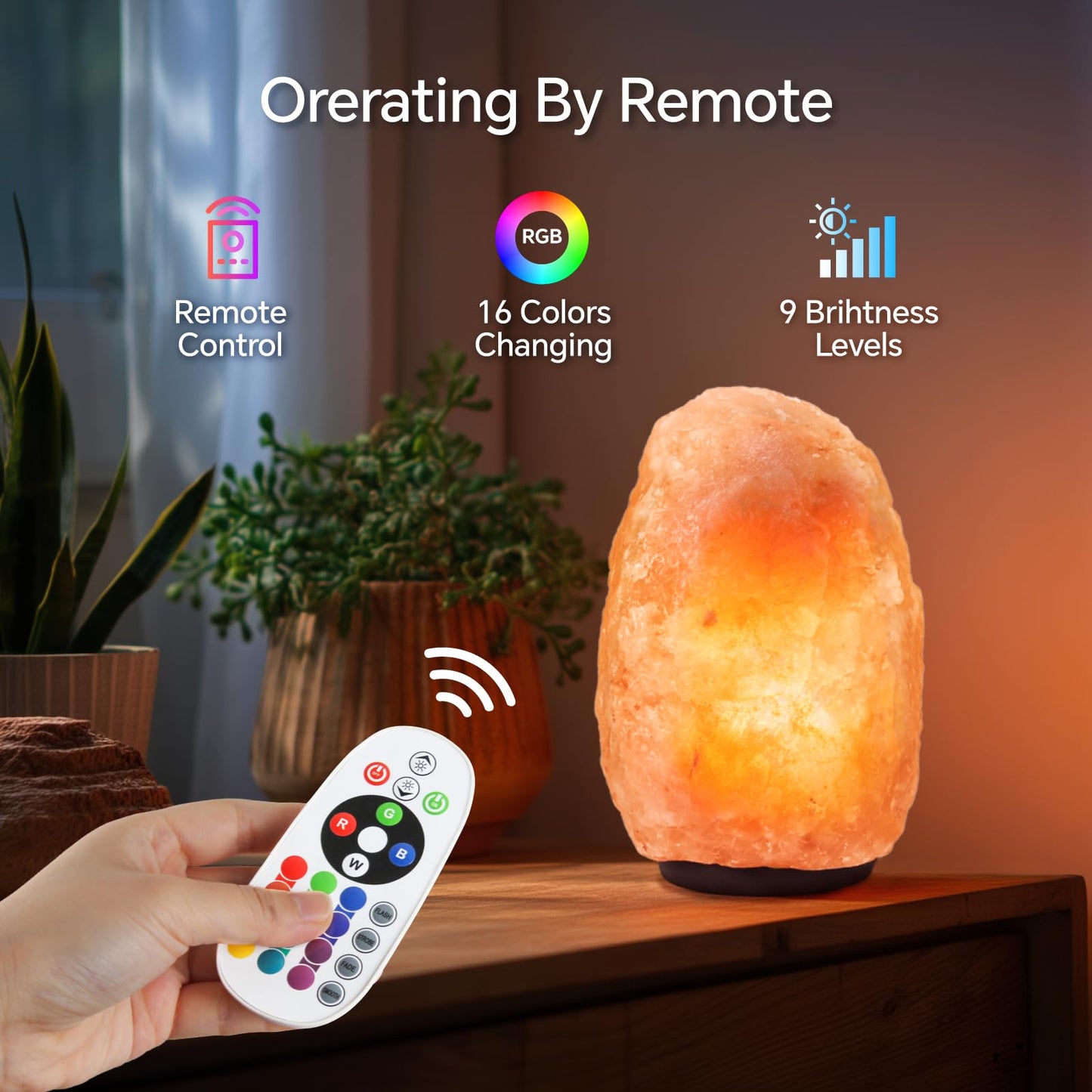 pursalt Himalayan Salt Lamp, Natural Pink, 9-11 Inch, 11-15 lbs, Remote Control, 16 Color-Changing LED, USB-Powered Night Light