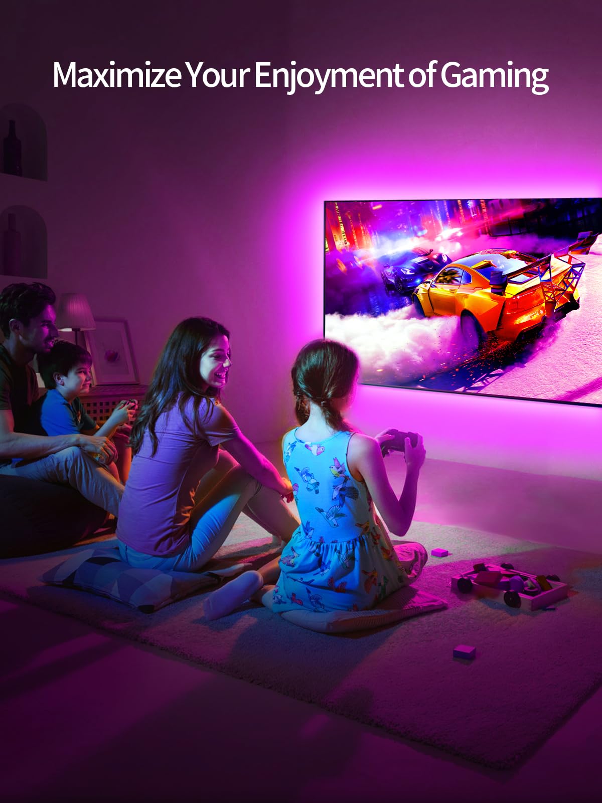 Kantutoe Led Strip Lights For 32-55 Tvs, 11.5Ft Rgb Backlights With Remote & Music Sync, Usb Powered - Multicolor