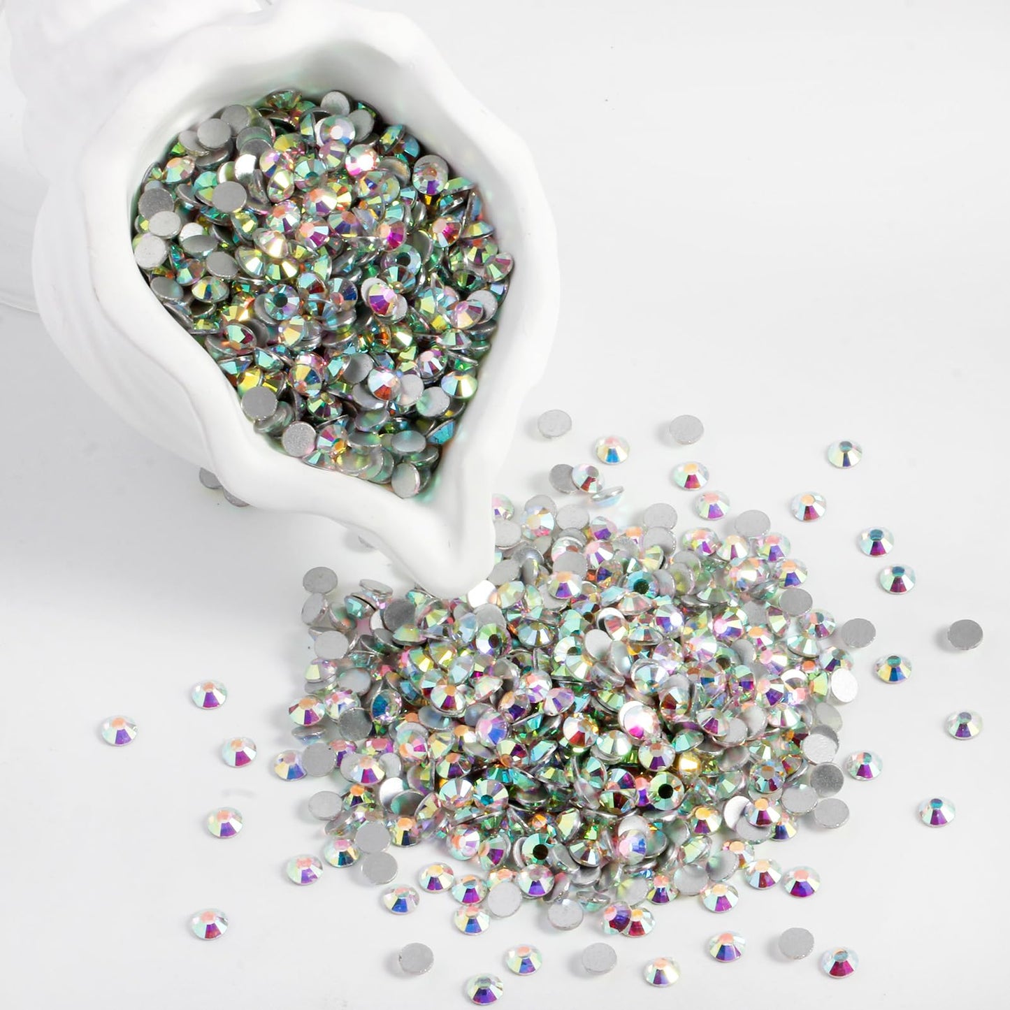 Eleegem 3000PCS SS8 Flatback Rhinestones | 12-Facet Diamond-Cut Glass Gems for Nail Art, Clothing, DIY Crafts |Glue-On Decoratio
