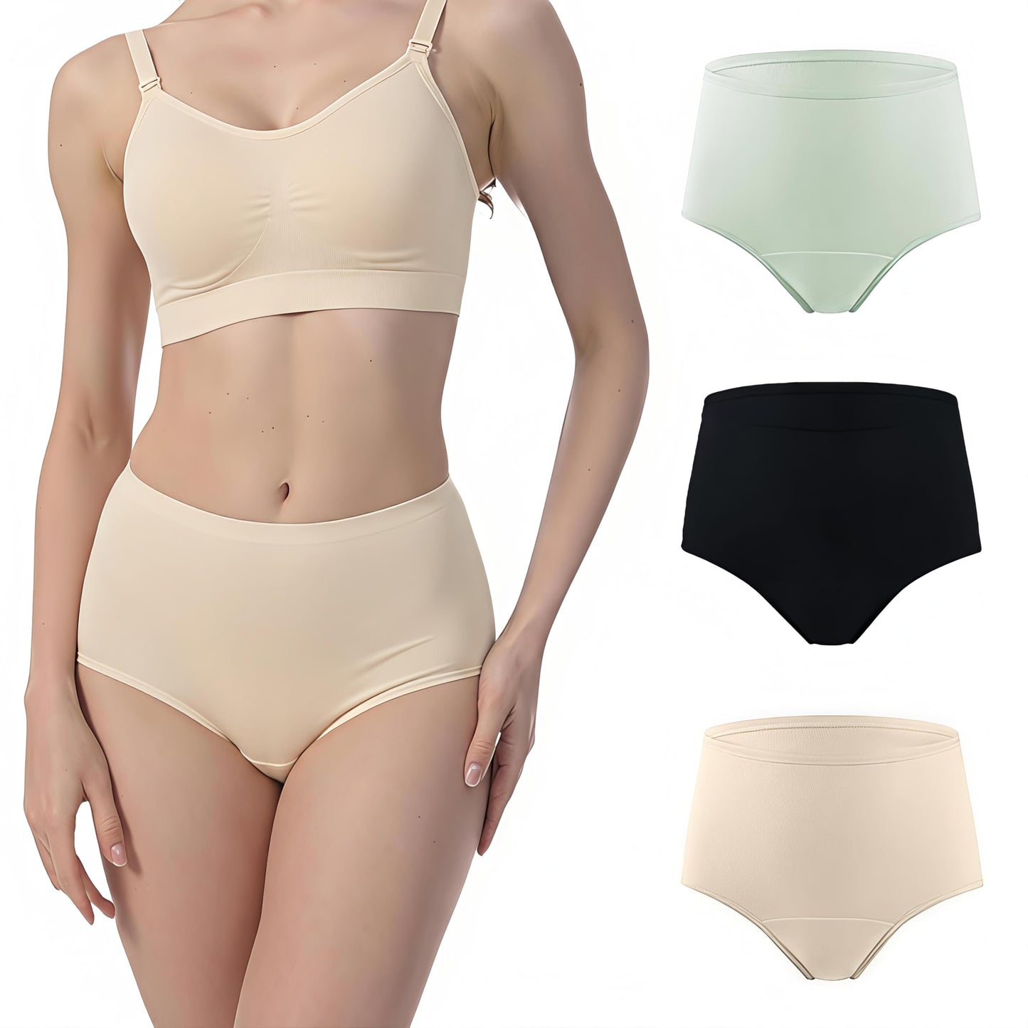 Tawyisi Incontinence Underwear for Women,6 Layer High Absorbency Leak Proof Period Underwear,High Waist Ladies Washable Incontinence Briefs, Postpartum, Bladder Control,3-Pack L
