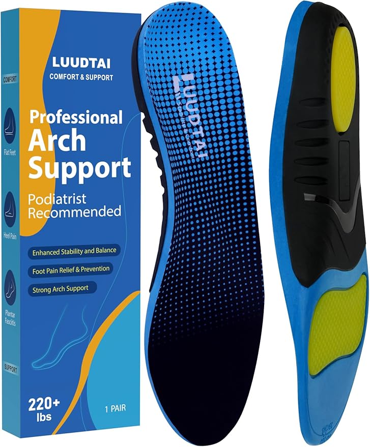 Plantar Fasciitis Insoles Men Women 220+ lbs Heavy Duty Support High Arch Orthotics Inserts for Flat Feet Work Boot Shoes Insoles,Trim to Fit,1 Pair(Men 8.5-9/Women 10-10.5)