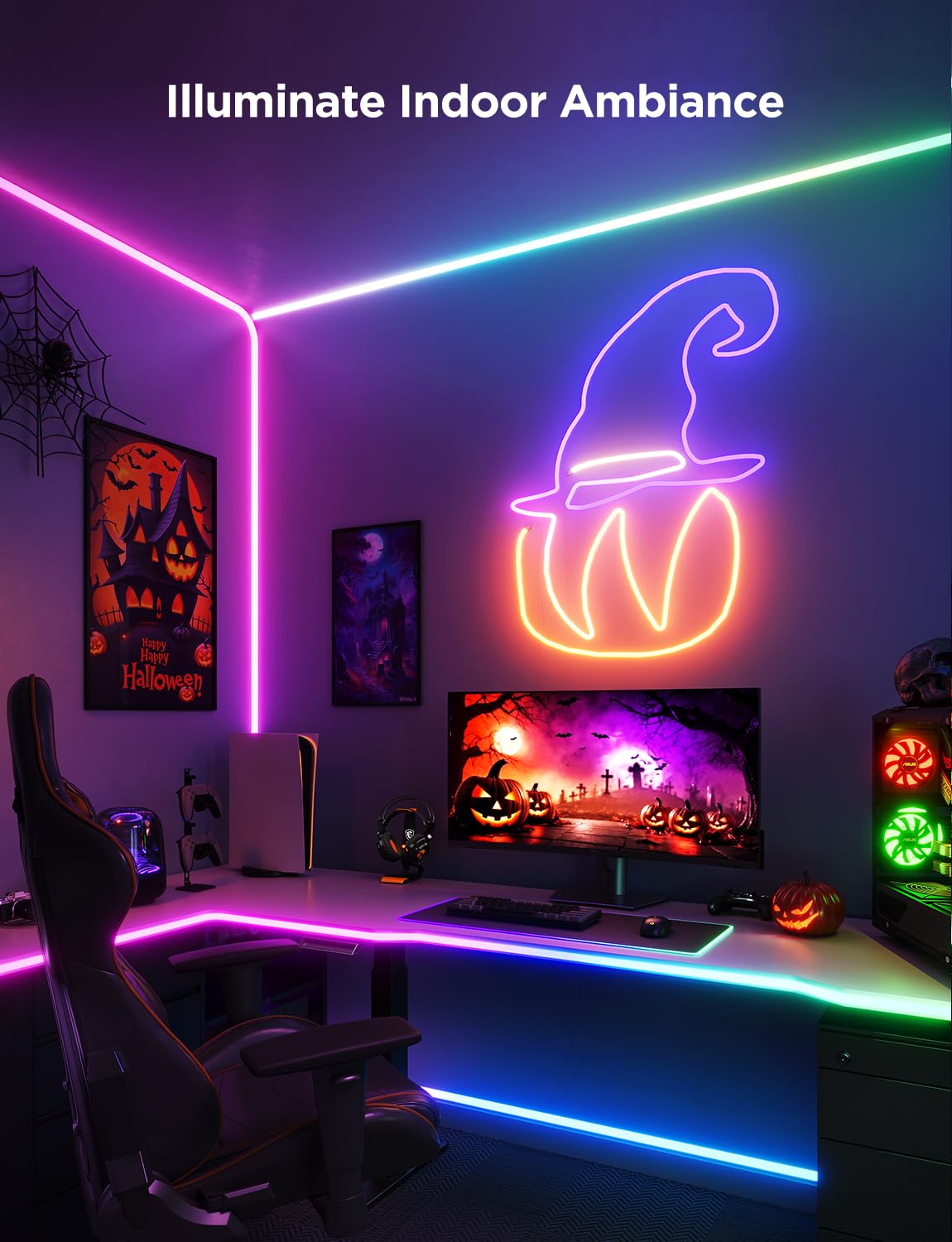 Govee RGBIC Neon Rope Light, 32.8ft, Smart LED with Matter, Alexa, Google Assistant, White, Model H61D6
