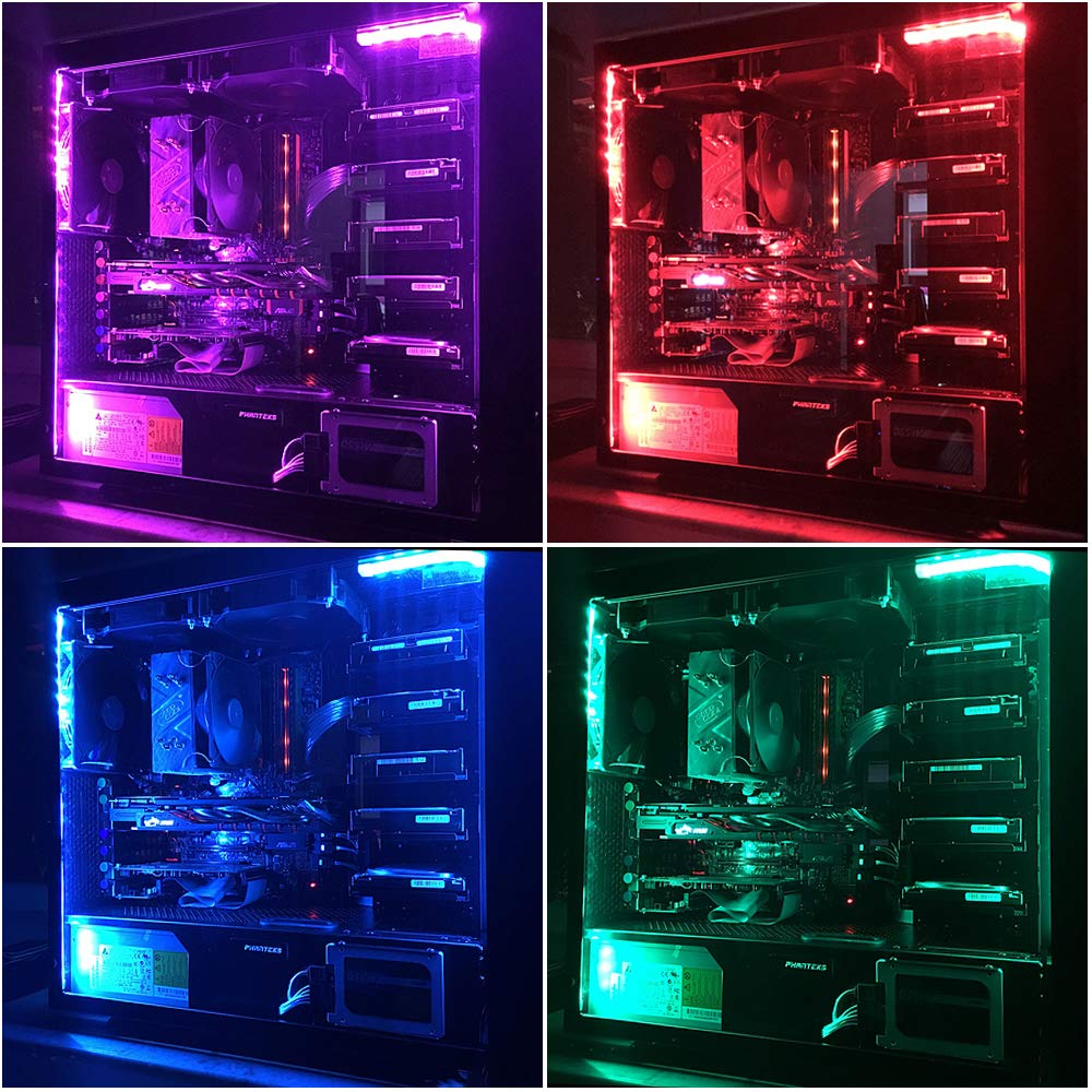 Speclux RGB LED Strip Lights - 3pcs 5050 Magnetic, 54 LEDs, 4-pin 12V, Compatible with Asus Aura, Asrock, Gigabyte, MSI