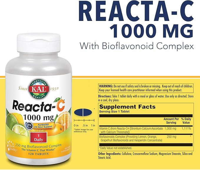 KAL Reacta-c with Bioflavonoids Tablets, 120 Count