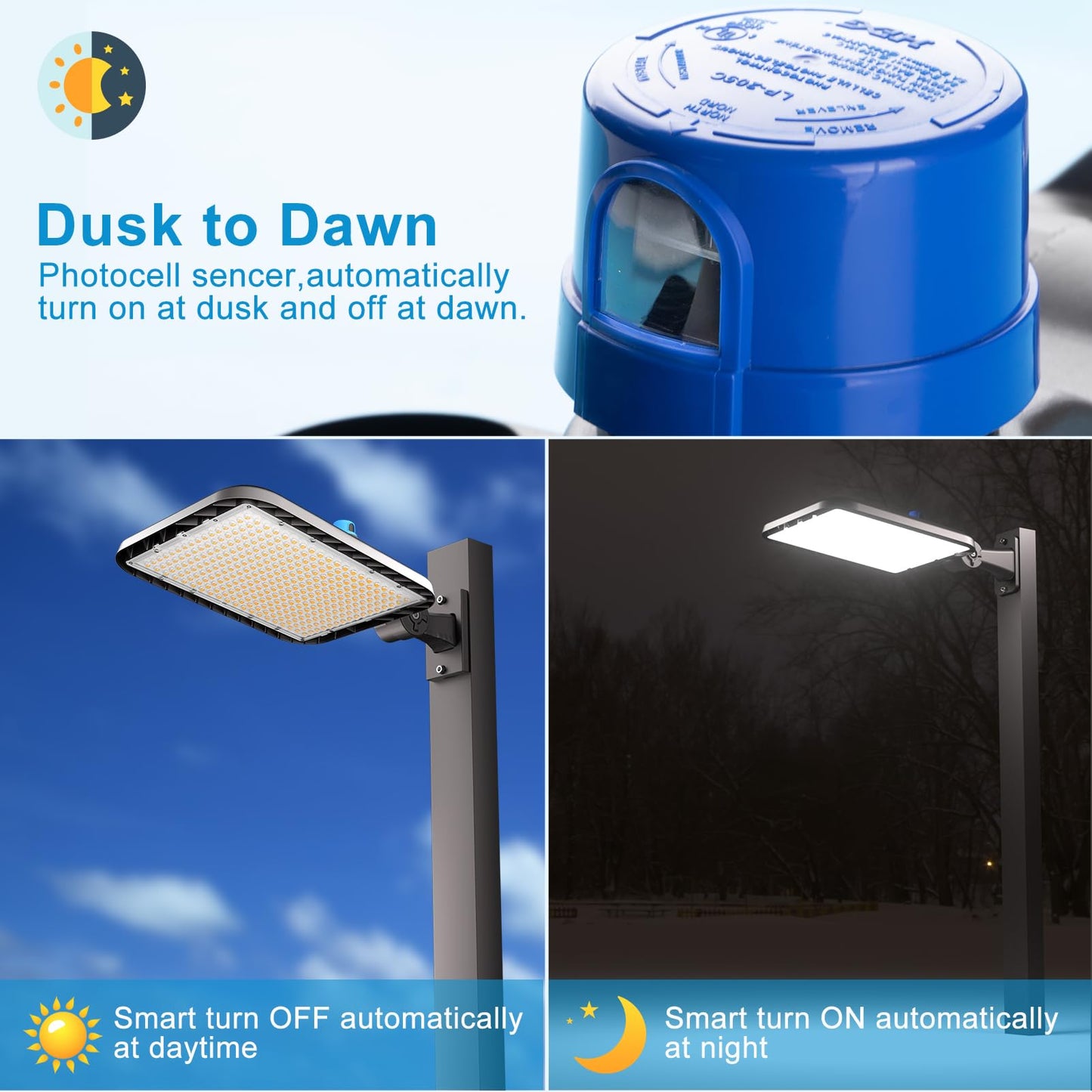 Lightdot 500W Parking Lot Lighting 75000Lm 5000K Led Parking Lot Lights With Dusk To Dawn Photocell  Ip65 Waterproof Arm Mount-2Pack (Coverage: 66~121Ft At Height:30~55Ft)