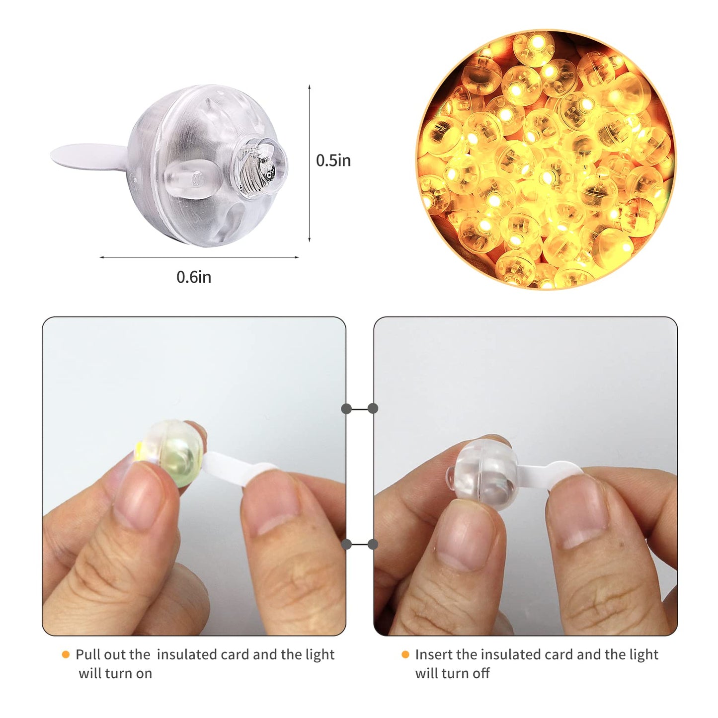 Aogist 200PCS LED Mini Balloon Lights, Warm White, Plastic, Model A01-Mini for Parties, Weddings, and Events
