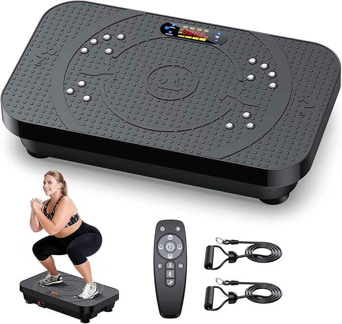 PBYRD Vibration Plate Exercise Machine -Full Body Shaker with Auto Mode, Acupressure Massage & Silicone Pedal, for Lymphat...