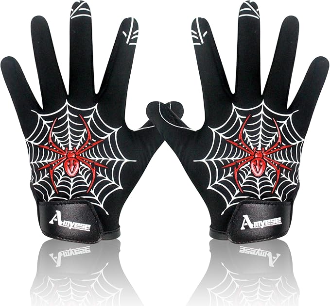 AMYESE Youth Football Gloves -Sticky Football Receiver Gloves with Tacky Silicone Palm for Kids Girls Boys Flag Football P...
