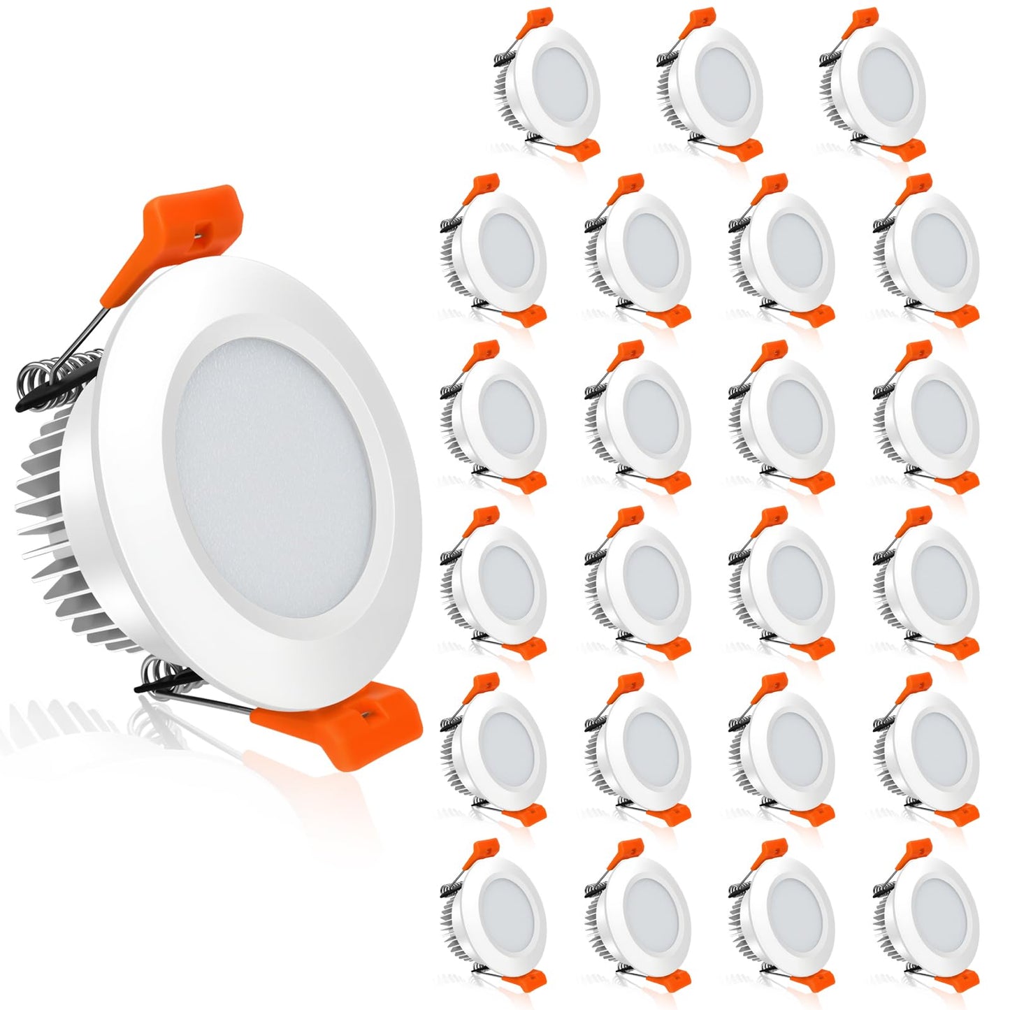 YGS-Tech LED Recessed Lighting Downlight, Dimmable 3W (35W Halogen Equivalent), 2700K Ultra Warm White, 24 Pack, Plastic