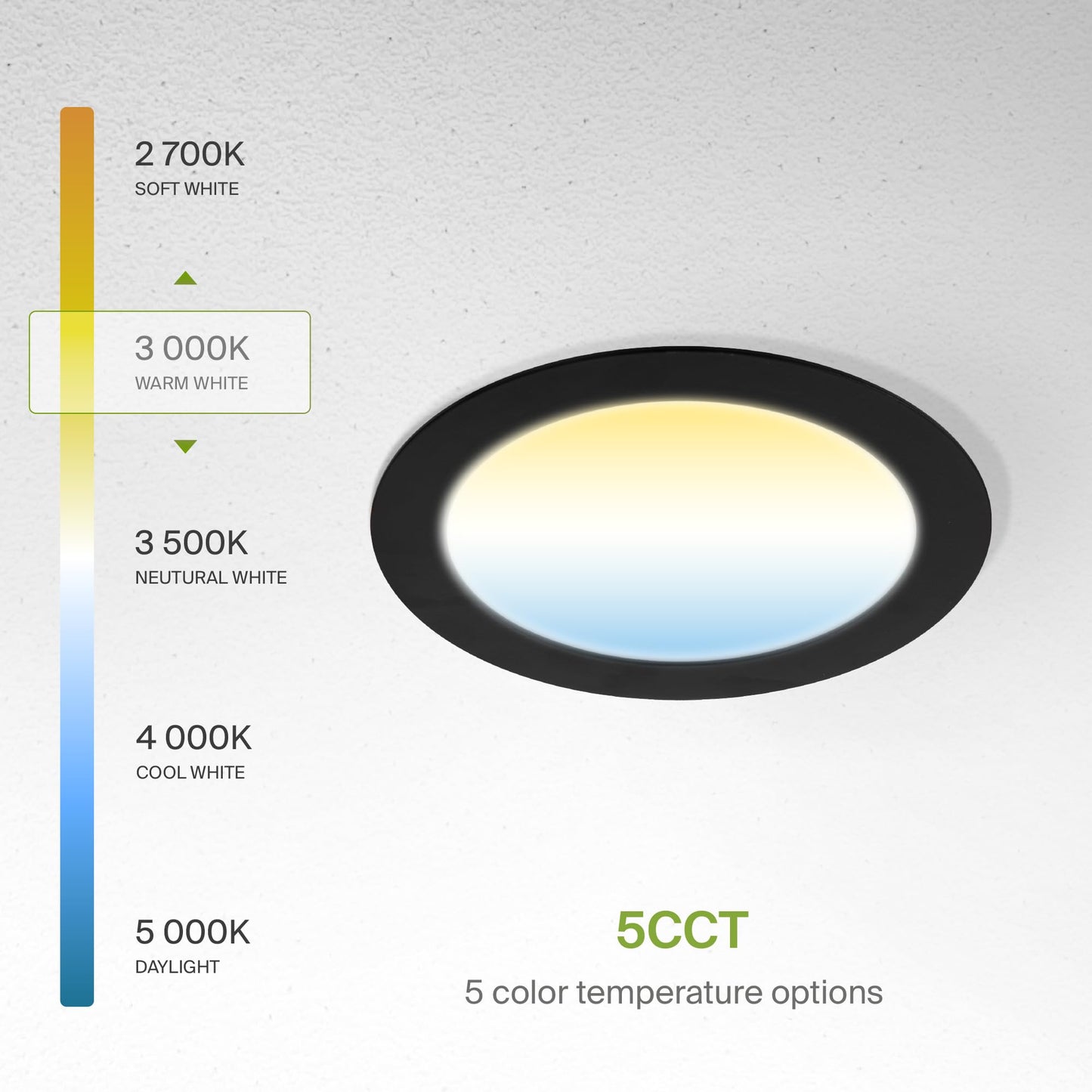 Asd 6 Pack Led Recessed Lighting 6 Inch 12W  5 Cct 2700K-5000K Cri90+  Ic Rated Ultra Thin Dimmable Ceiling Lights With J Box  Canless Wafer Downlight  Round Slim Panel Light  Energy Star Etl  Black