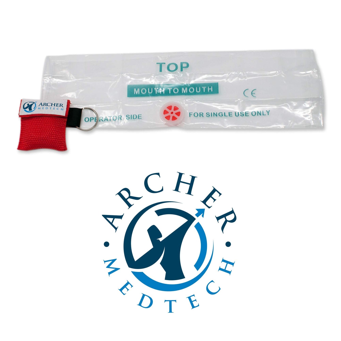 Archer MedTech CPR Face Shield for Pocket or Key Chain – Emergency Face Shield with One-Way Valve, Durable Keychain, Latex-Free Rescue Barrier for Adults, Children & Infants, First Aid & CPR - 6-Pack
