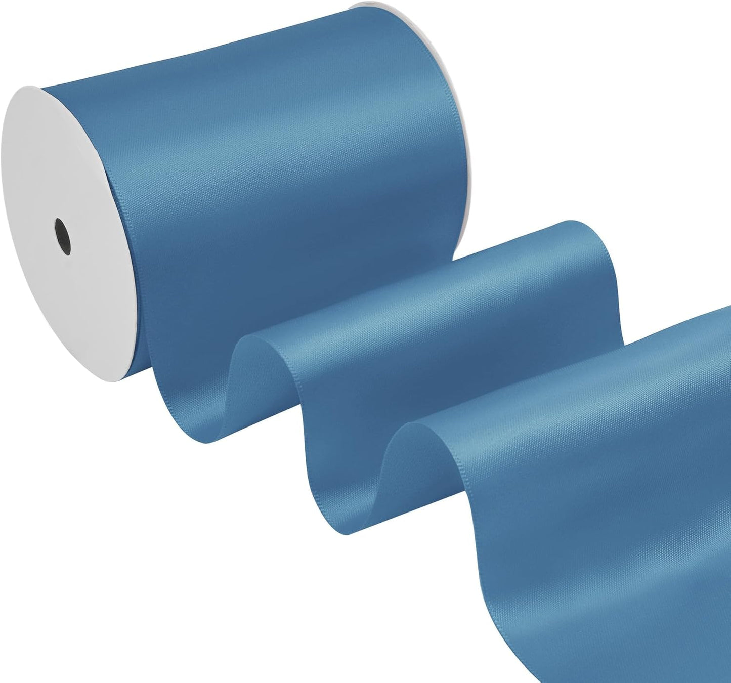 Blue Smoke Satin Ribbon 4 Inch X 15 Yards Solid Color Double Faced Ribbons Perfect for Crafts Wedding Decor Bow Making Arts Sewing and More