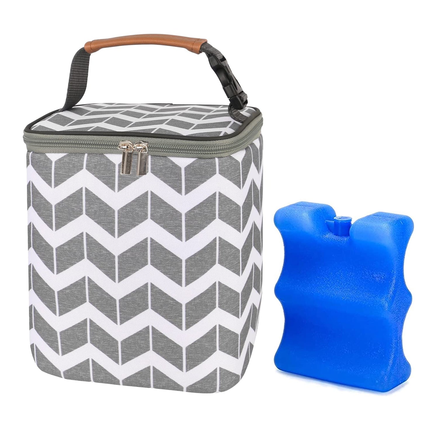 BABEYER BreastMilk Cooler Bag with Ice Pack Fits 4 Baby Bottles Up to 9 Ounce, Large Baby Bottle Bag Fits for Nursing Mom Daycare