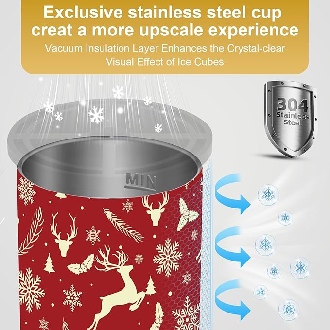 Clear Ice Cube Maker - 2.5" Round Ball - Stainless Steel Clear Ice Cube Molds - Sphere Mold & Christmas Gift for Cocktails, Drinks & Bourbon, Whiskey Gifts for Men Women Dad(2 Packs)