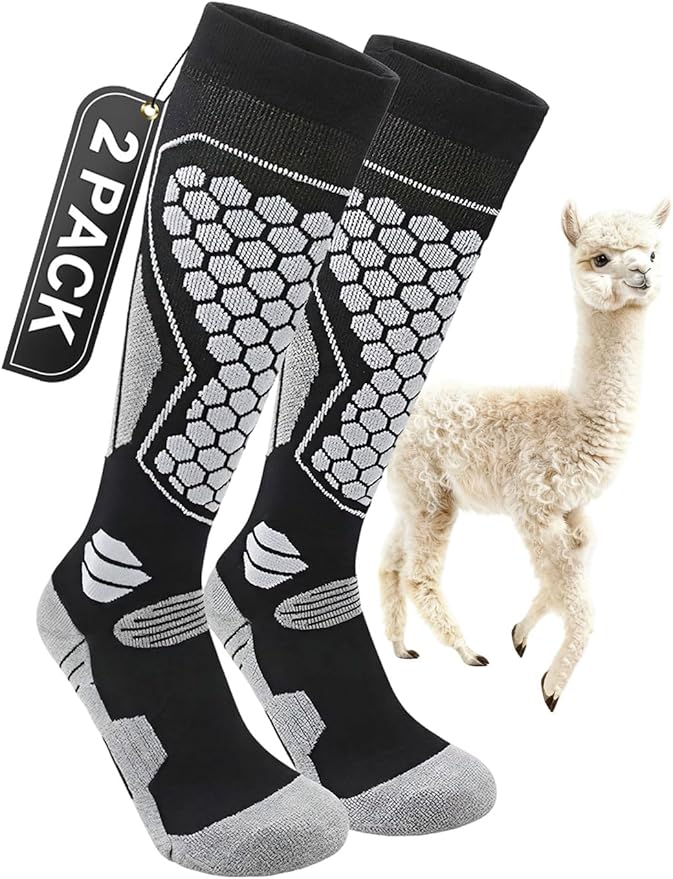 KEGECOL Ski Socks for Men Women(2 pairs), Merino Wool Socks for Snowboarding, Snow, Winter, Cold Weather, Thermal Warm Sock