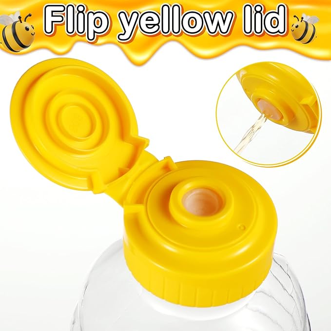 24 Pcs Clear Plastic Honey Bottles Plastic Skep Style Jar Honey Squeeze Bottle Empty Refillable Honey Dispenser with Flip Top Lids Leak Proof Honey Containers Holders for Storing and Dispensing(16 OZ)