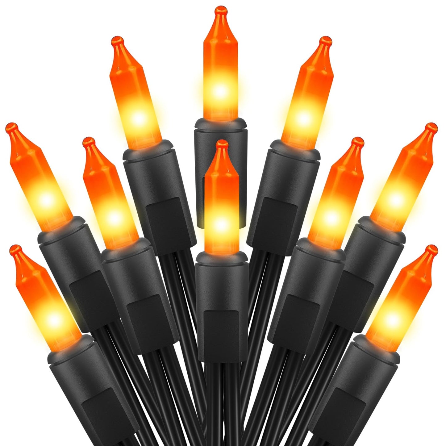 Brightown 2 Pack Orange Halloween Mini String Lights, 100 Count Incandescent Bulbs, 13 Feet, Indoor/Outdoor Decoration