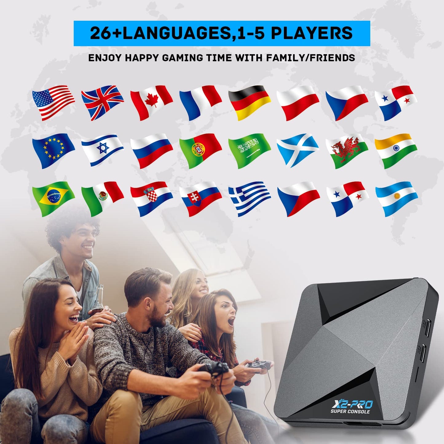 2025 Upgrade Kinhank Retro Game Console,Super Console X2 PRO Emulator Console with 65,000+ Classic Games,Retro Gaming Console with EmuElec 4.6 &Android 9.0,4K HD Output,2.4+5G WiFi,BT 5.0