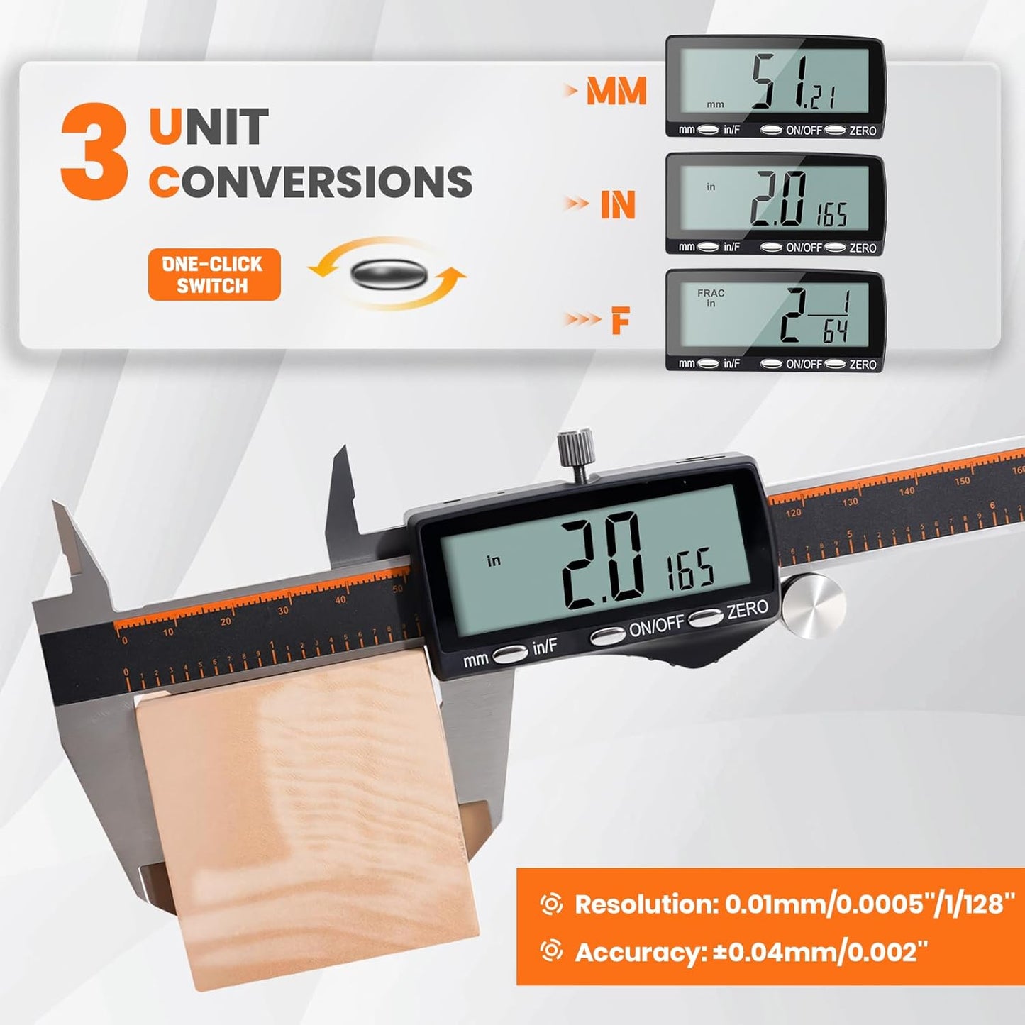 HARDELL Digital Caliper 12 Inch, Rechargeable Calipers with Large LCD Screen, Stainless Steel Digital Caliper Measuring Tool, Auto-Off, Inch/MM/Fraction for DIY/Household/3D-printing