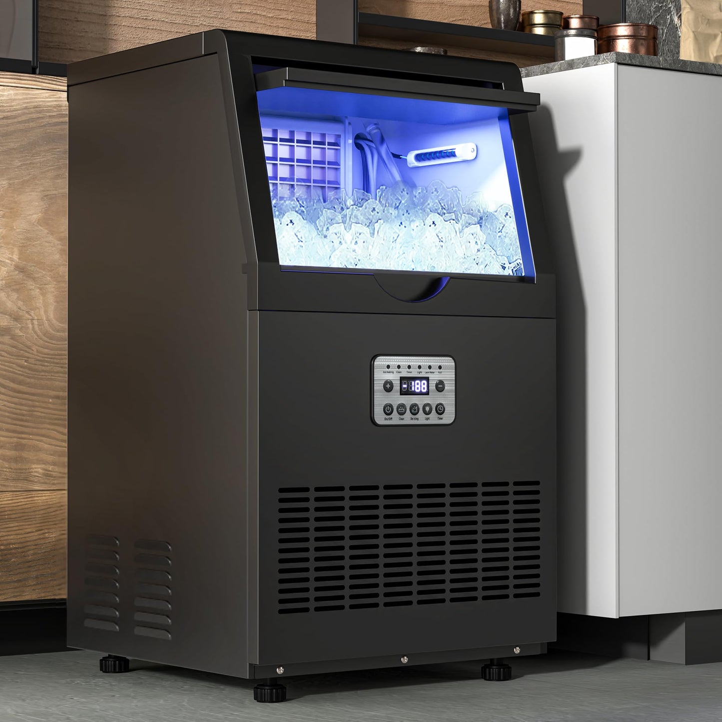 YITAHOME 130lbs Ice Maker Machine Commercial Under Counter Ice Maker, ETL & DOE Certificated Commercial Large Ice Makers Freestanding for Home Cafe Bar Restaurant 44pcs with 17lbs Storage Bin