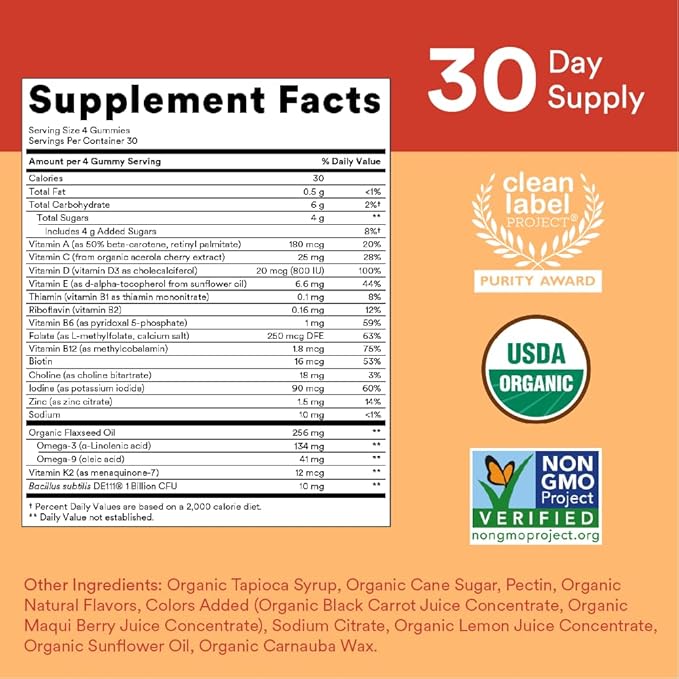 SmartyPants Toddler Multivitamin Gummies: Omega 3 Fish Oil (EPA/DHA), Vitamin D3, C, Vitamin B12, B6 & Organic Kids Multivitamin Gummies: Probiotics, Omega 3 (ALA), Vitamin D3, C, Vitamin B12