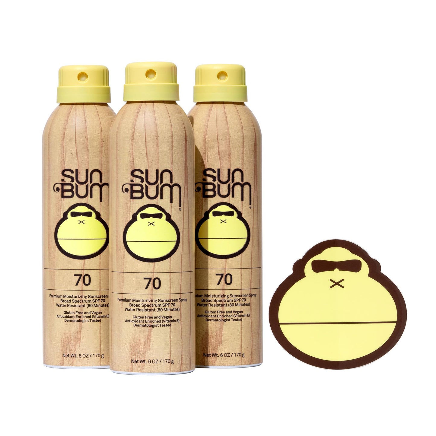 Sun Bum Original Moisturizing Sunscreen Spray SPF 70 with Sunny Sticker, Vegan and Reef Friendly, Octinoxate & Oxybenzone Free,