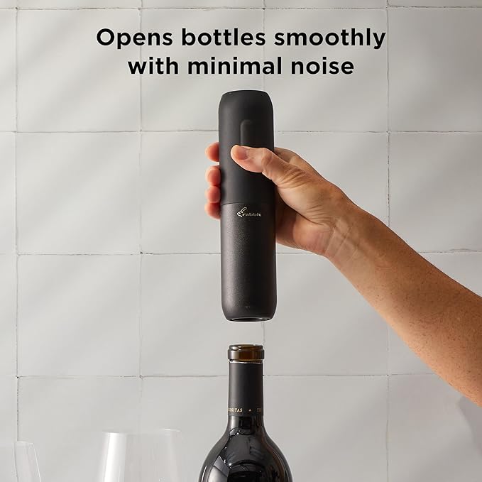 Rabbit Compact Electric Corkscrew Wine Bottle Opener | Cordless and Portable Design | Effortless One-Touch Operation | Black, 10.75 Inch