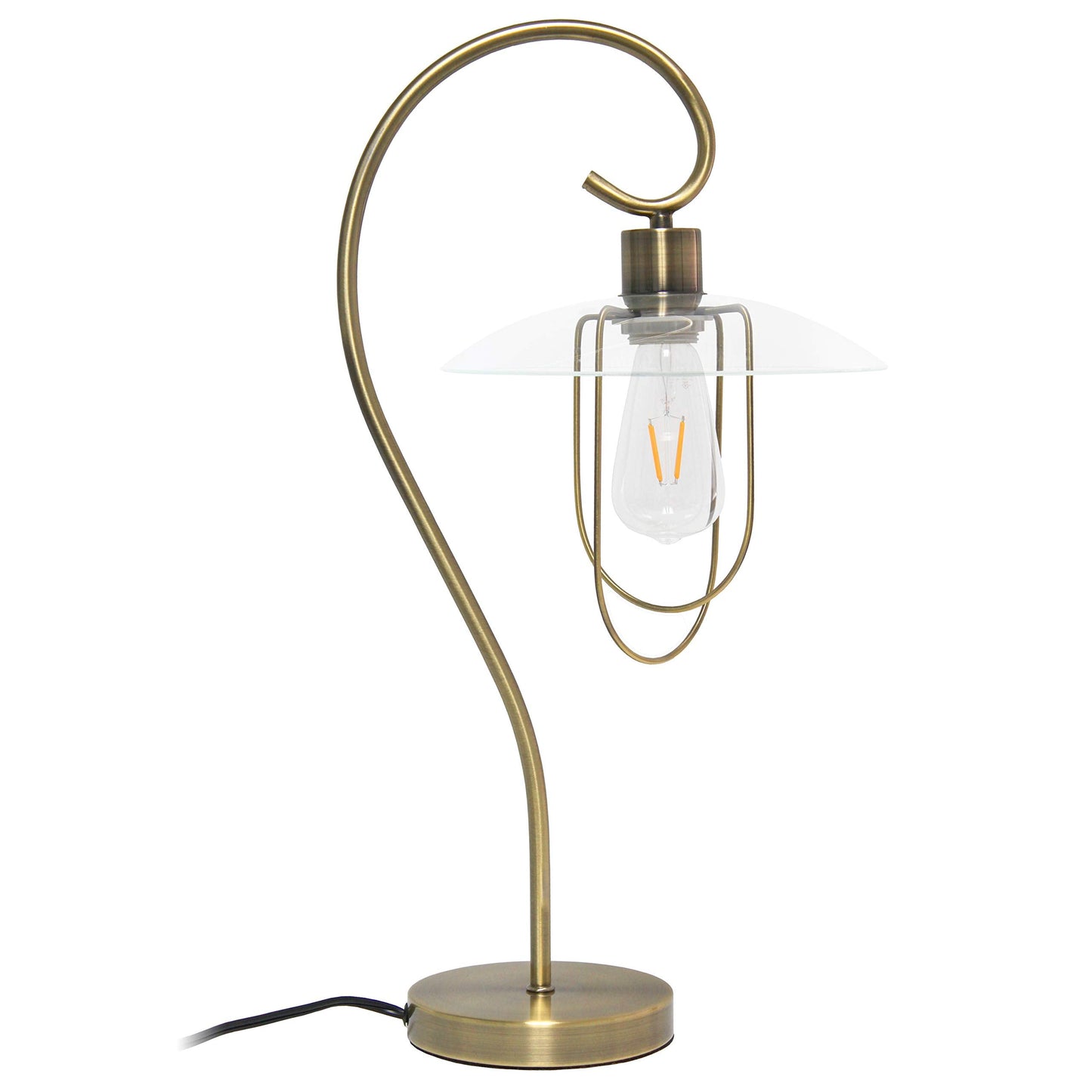 Simple Designs Lt1086-Abs Modern Metal Table Lamp, Antique Brass Finish, Iron Construction