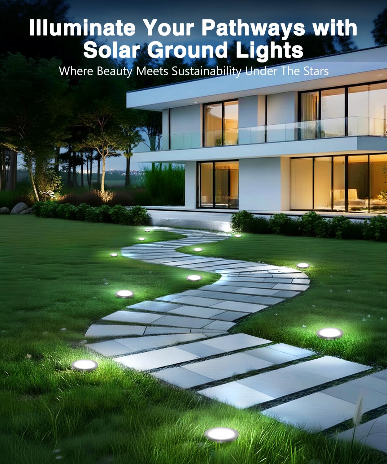 Szpower Mini Solar Ground Lights 12 Pack  Solar Lights Outdoor Waterproof  Solar Garden Lights Outdoor Landscape Lighting For Pathway Walkway Patio Yard Driveway  Cold White