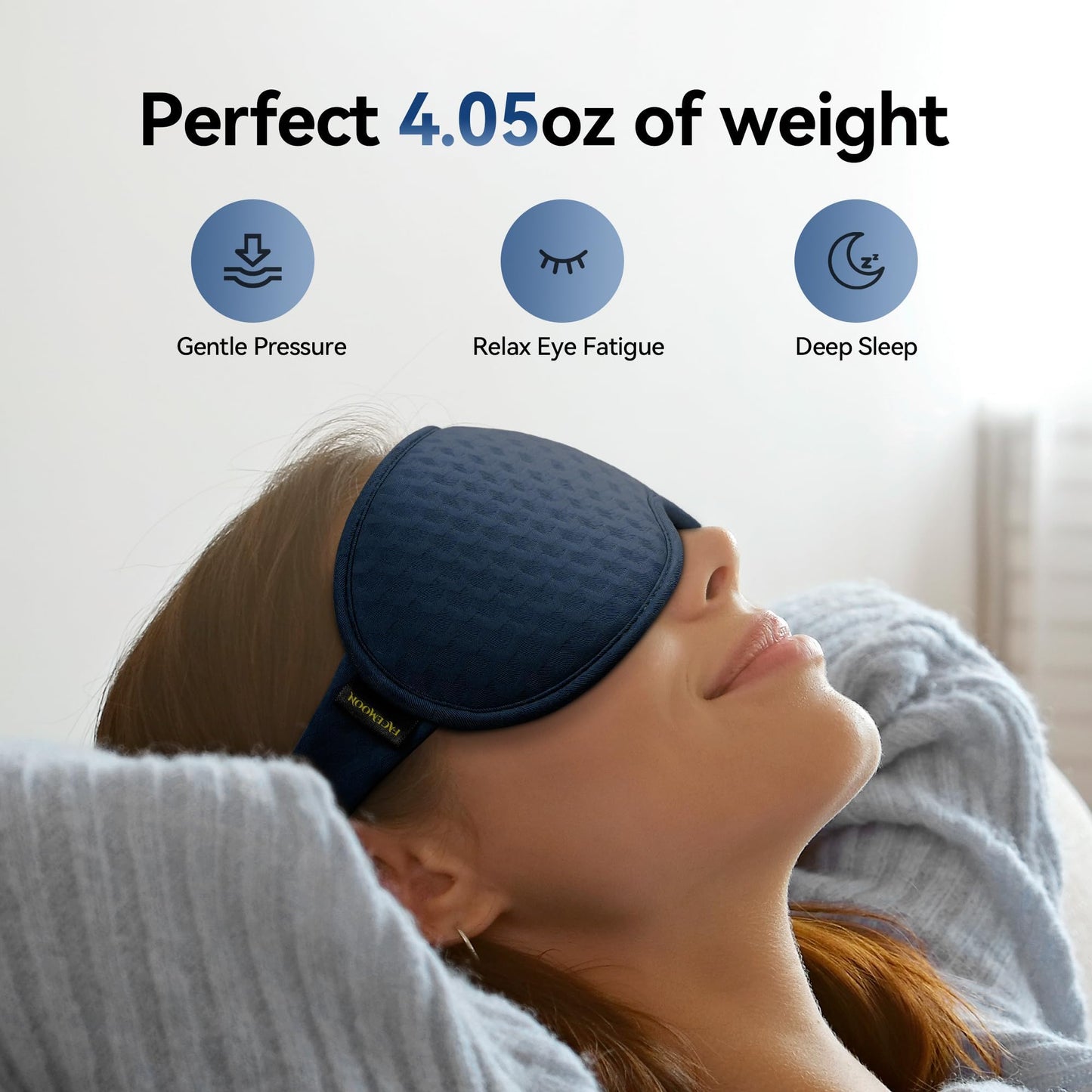 Weighted Sleep Eye Mask for Men: 3D Blackout Zero Pressure Sleep Mask for Stress Relief, Deep Sleep & Comfortable Naps, Meditation, Yoga, Office Workers, College, Airplane Travel Essentials, Blue