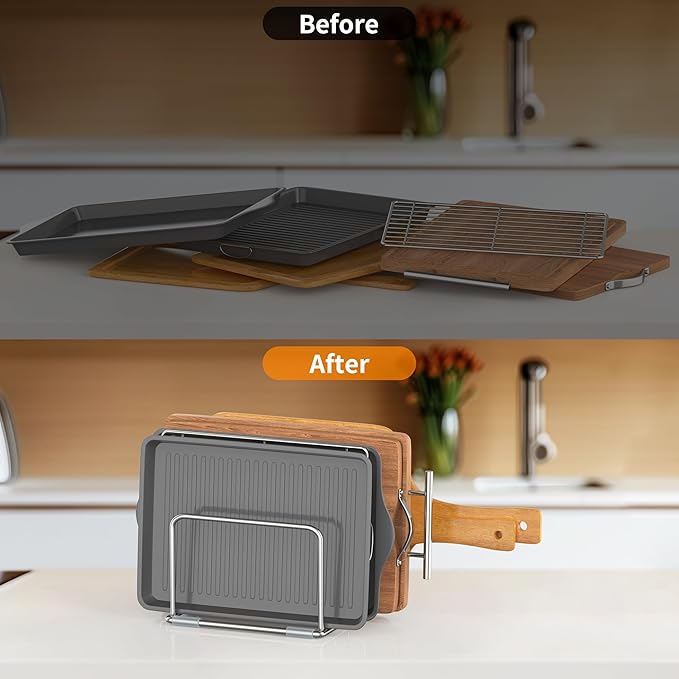 Cutting Board Stand, Cutting Board Rack, Cutting Board Organizer Stainless Steel, Cutting Board Holder for Countertop, Chopping Board Holder (2 Pack)